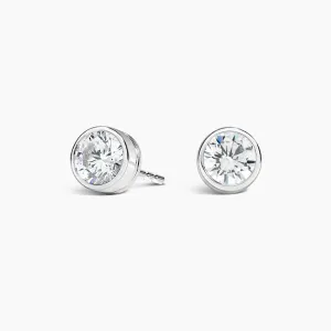 Certified 14 Karat Gold Round Bezel Set Lab Grown Diamond Stud Earrings