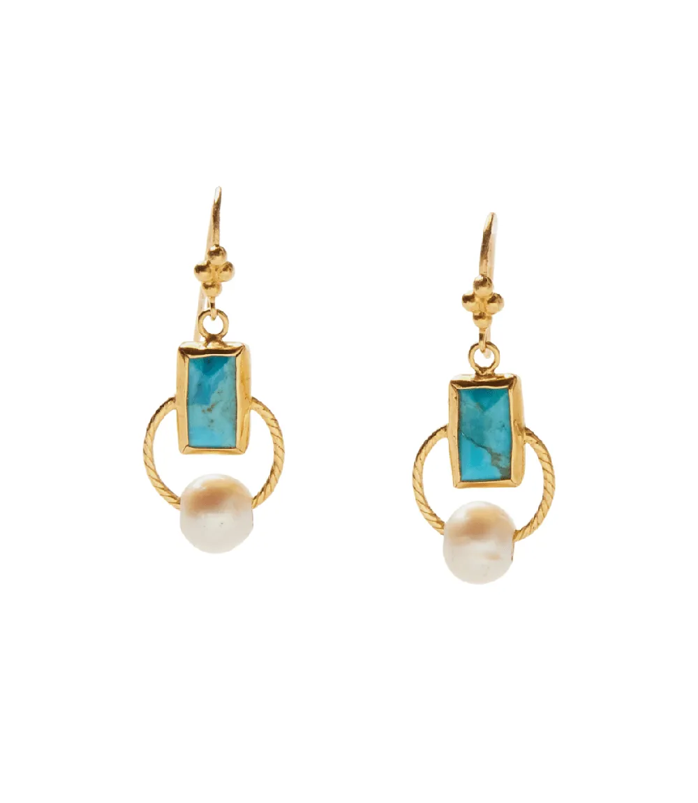 Chan Luu Pearl And Turquoise Earrings