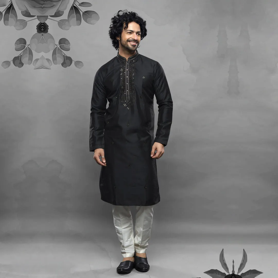 Charcoal Black Eclipse Kurta