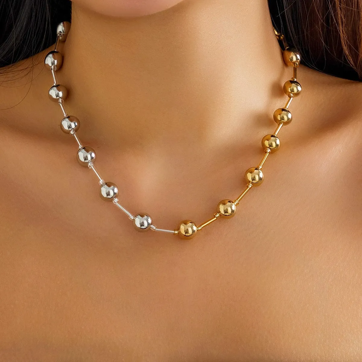 Chic Gold Silver Plated Ball Chain Necklace