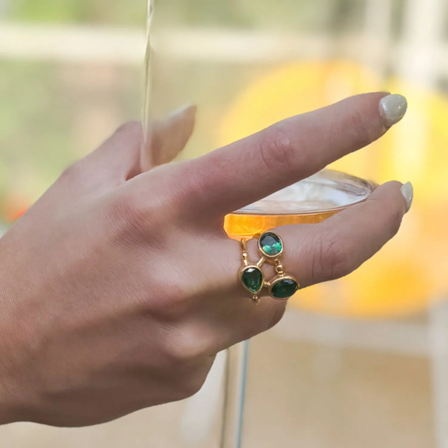Cleopatra Jade & Gold Adjustable Ring