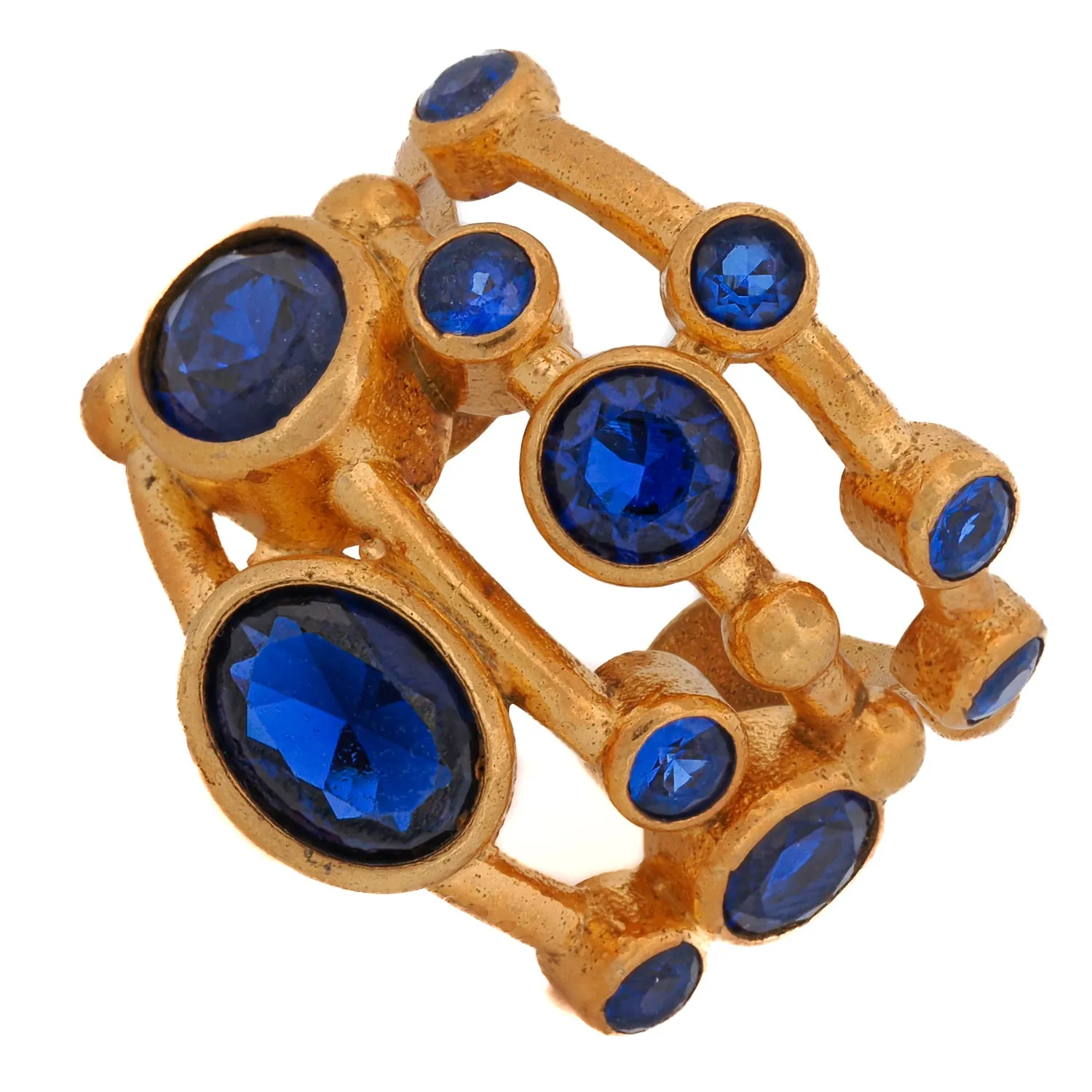 Cleopatra Sapphire & Gold Adjustable Statement Ring