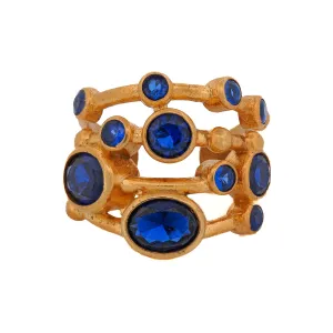 Cleopatra Sapphire & Gold Adjustable Statement Ring