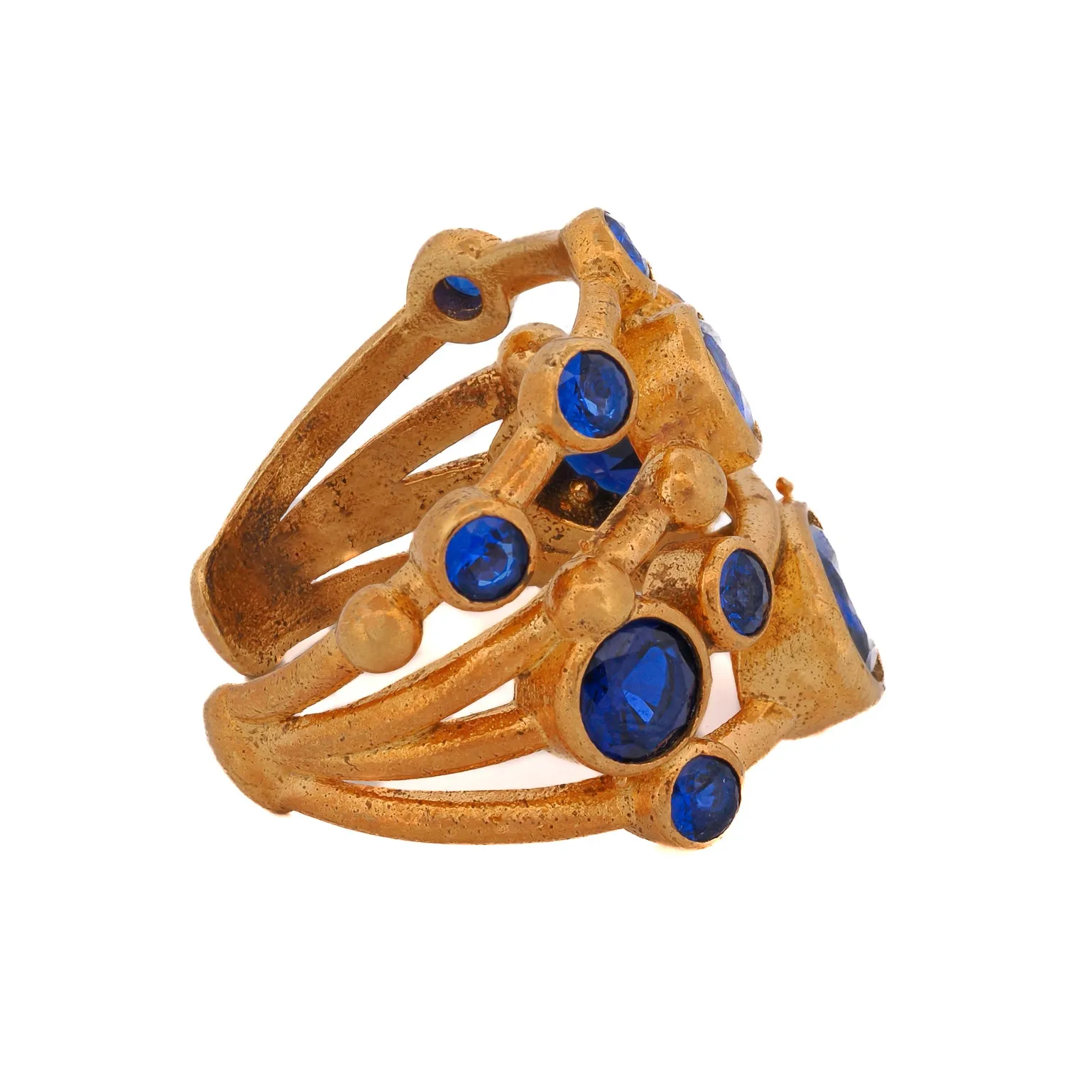 Cleopatra Sapphire & Gold Adjustable Statement Ring