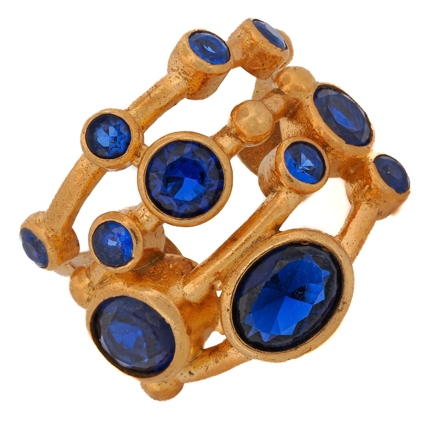 Cleopatra Sapphire & Gold Adjustable Statement Ring
