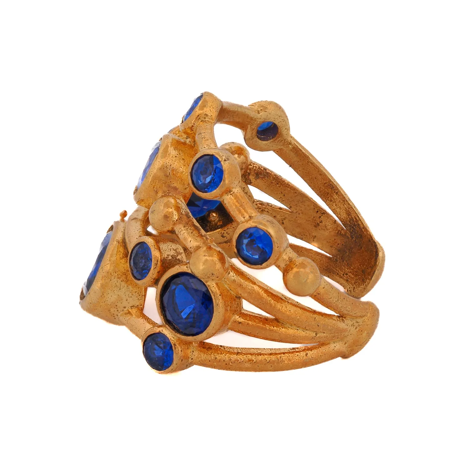 Cleopatra Sapphire & Gold Adjustable Statement Ring