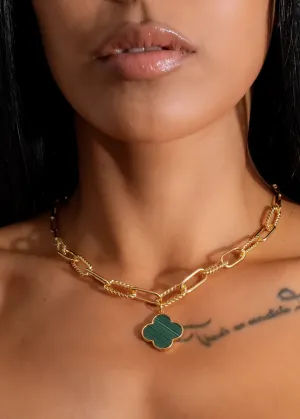 Clover Charm Necklace Green