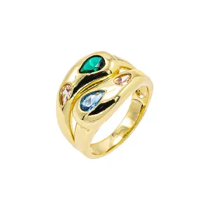 Colored Scattered Teardrop Dome Ring