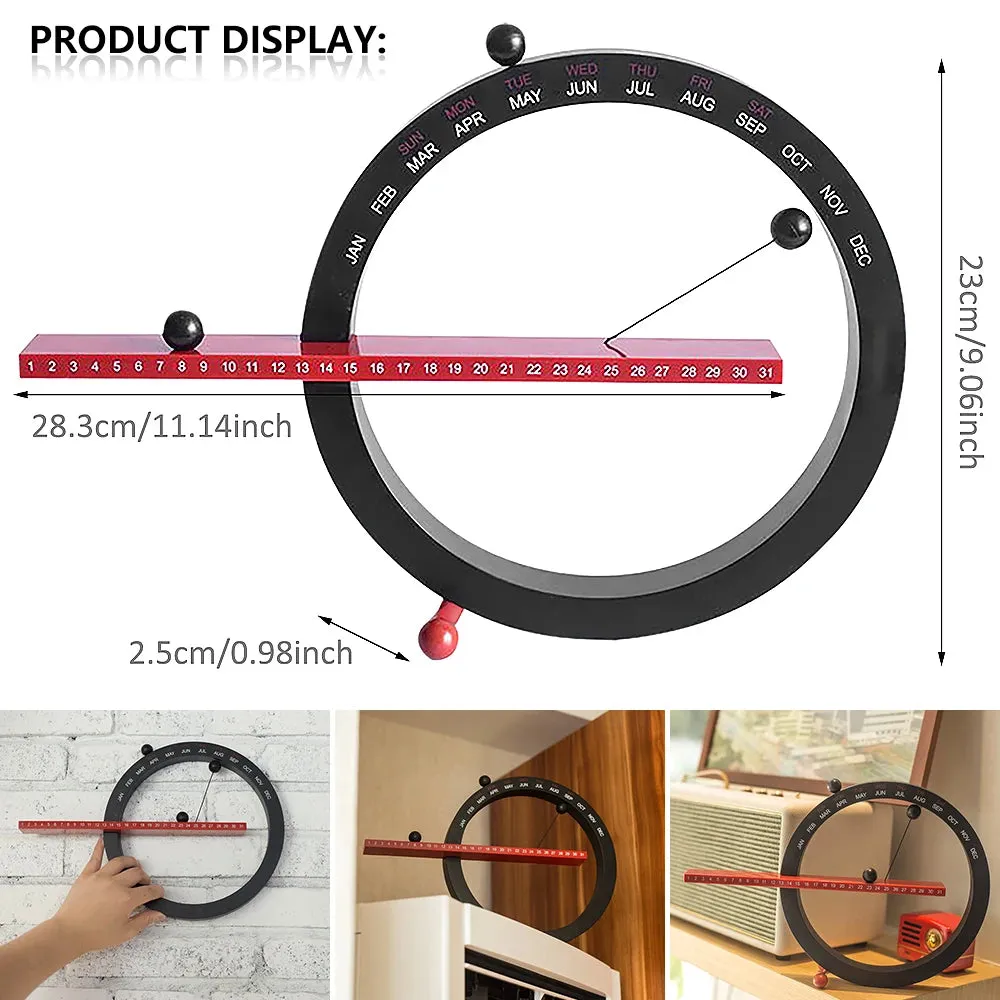 Creative Magnetic Ball Clock Perpetual Wall Calendar Novelty Home Decor