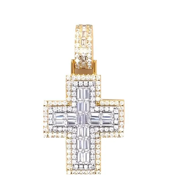 Cross Sterling Baguette Zirconia Sterling Pendant Charm - C417269