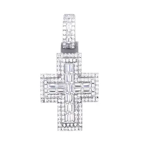 Cross Sterling Baguette Zirconia Sterling Pendant Charm - C417269