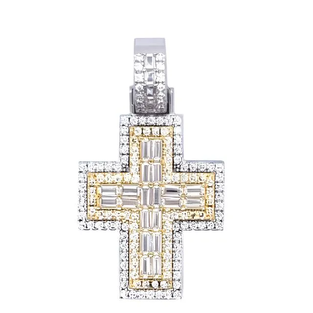 Cross Sterling Baguette Zirconia Sterling Pendant Charm - C417269