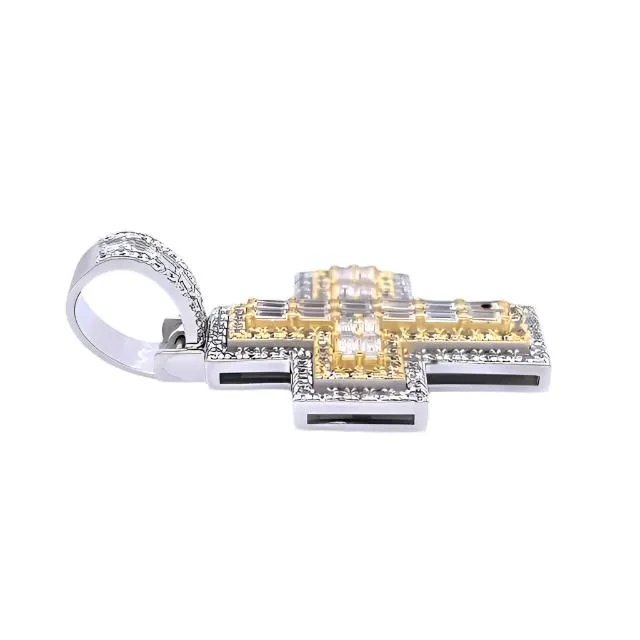 Cross Sterling Baguette Zirconia Sterling Pendant Charm - C417269