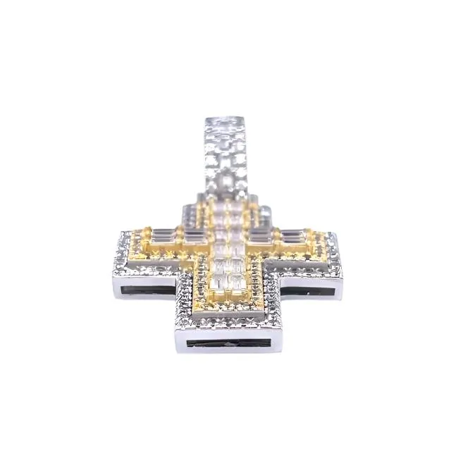 Cross Sterling Baguette Zirconia Sterling Pendant Charm - C417269