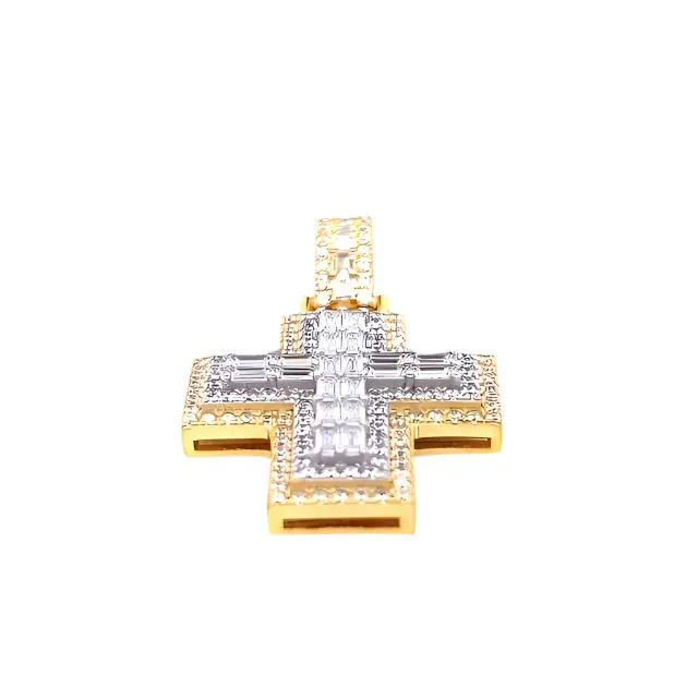 Cross Sterling Baguette Zirconia Sterling Pendant Charm - C417269