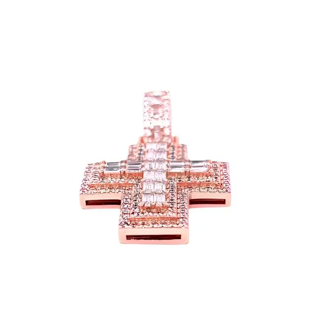 Cross Sterling Baguette Zirconia Sterling Pendant Charm - C417269