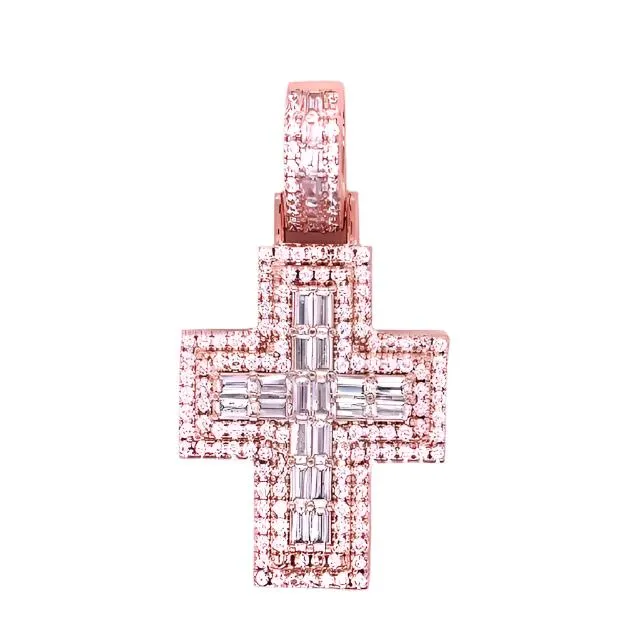 Cross Sterling Baguette Zirconia Sterling Pendant Charm - C417269