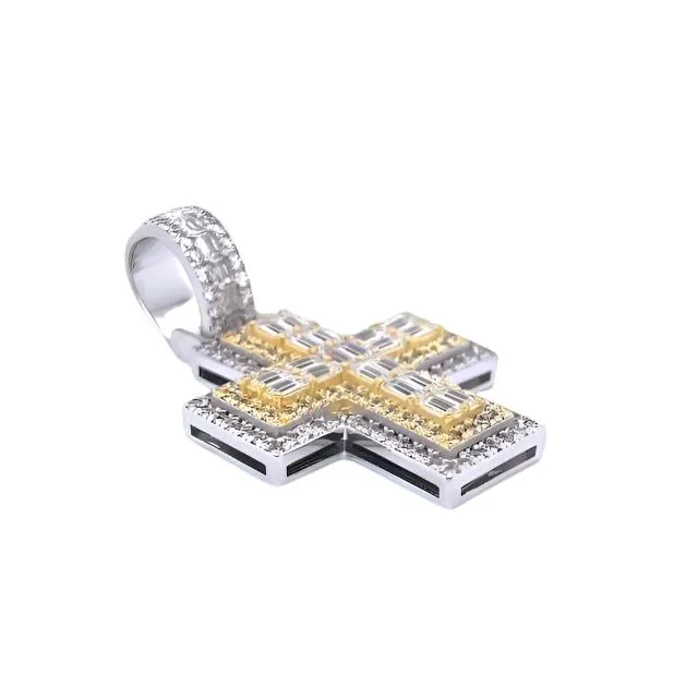 Cross Sterling Baguette Zirconia Sterling Pendant Charm - C417269