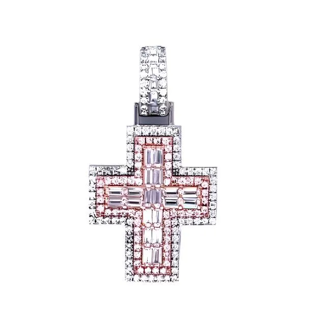 Cross Sterling Baguette Zirconia Sterling Pendant Charm - C417269