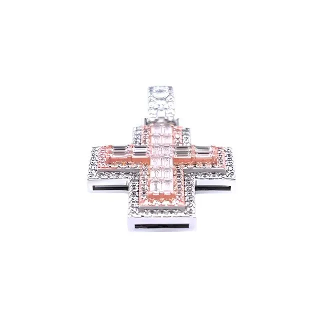 Cross Sterling Baguette Zirconia Sterling Pendant Charm - C417269