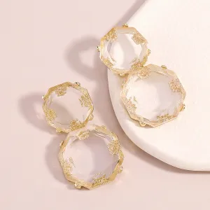 Crystal & 18K Gold-Plated Octagon Drop Earrings