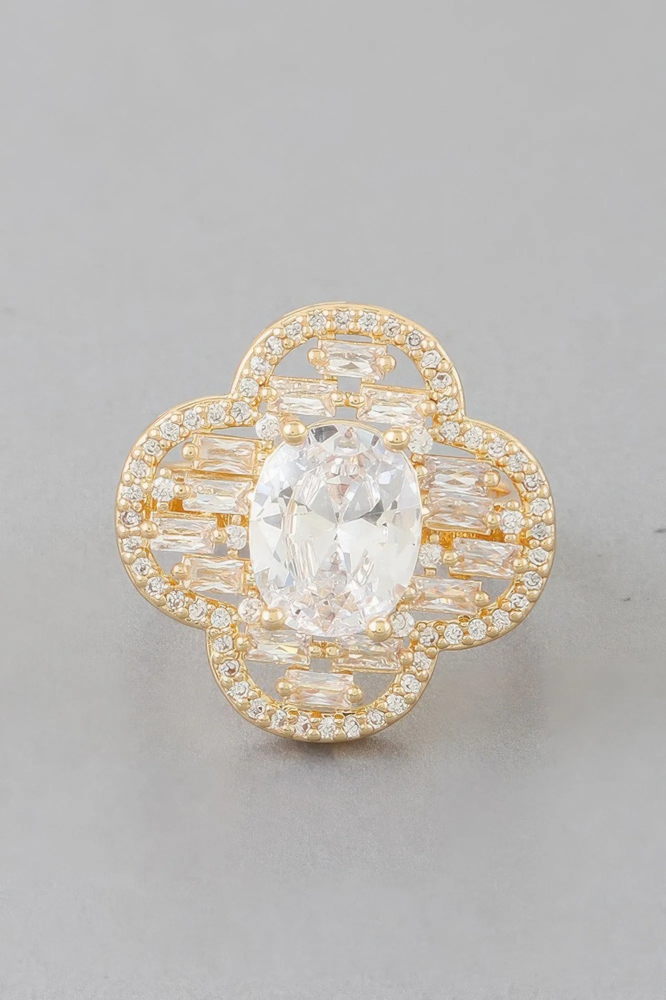 Crystallized Cubic Clover Ring