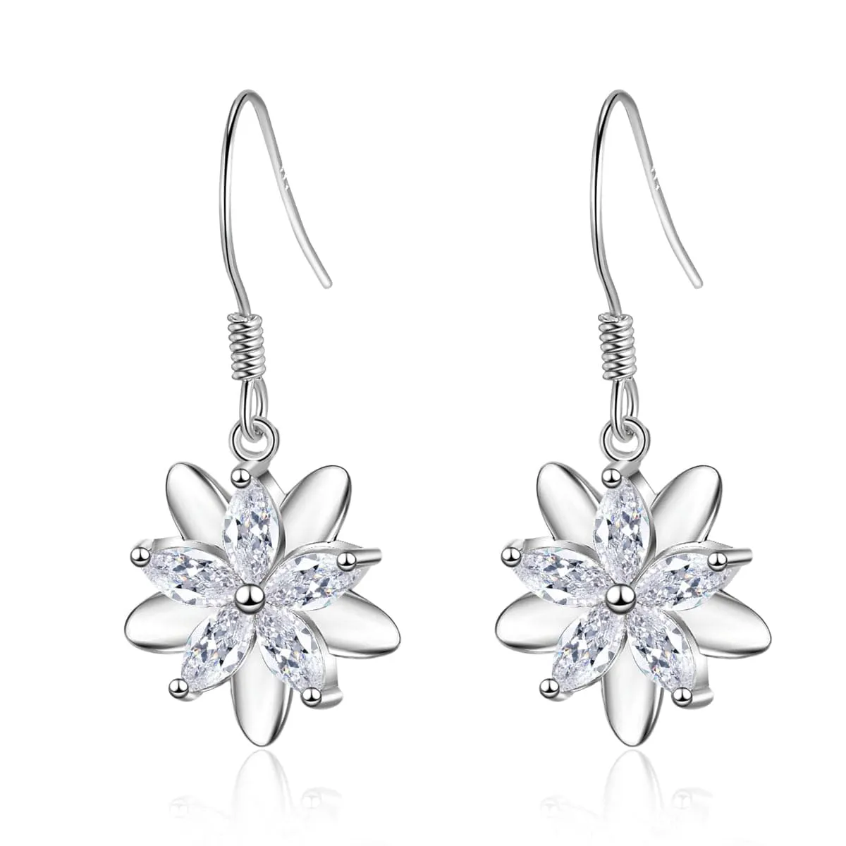 Cubic Zirconia & Silver-Plated Clover Drop Earrings