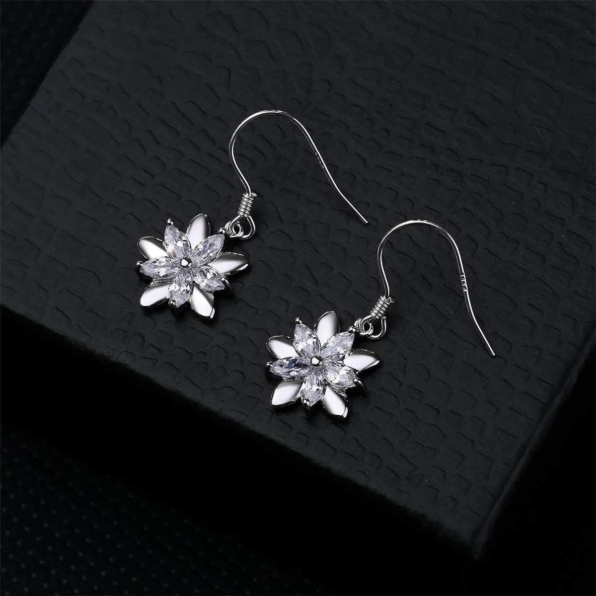 Cubic Zirconia & Silver-Plated Clover Drop Earrings