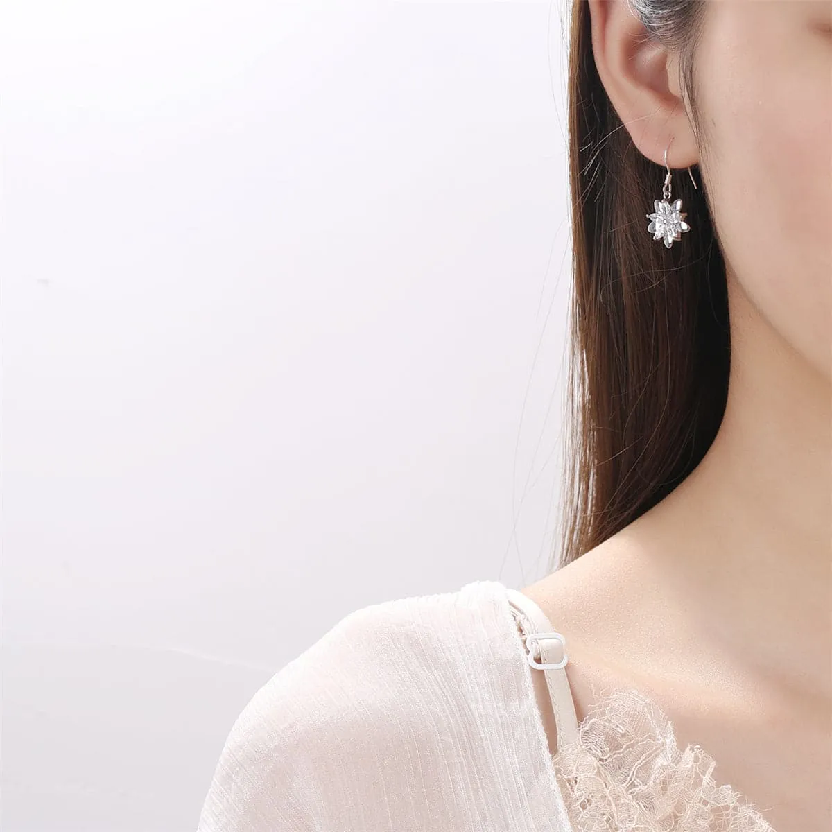 Cubic Zirconia & Silver-Plated Clover Drop Earrings