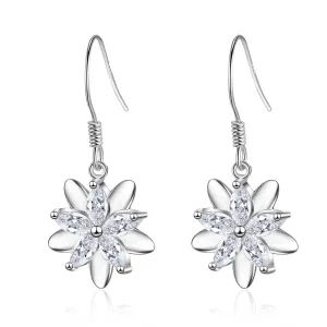 Cubic Zirconia & Silver-Plated Clover Drop Earrings