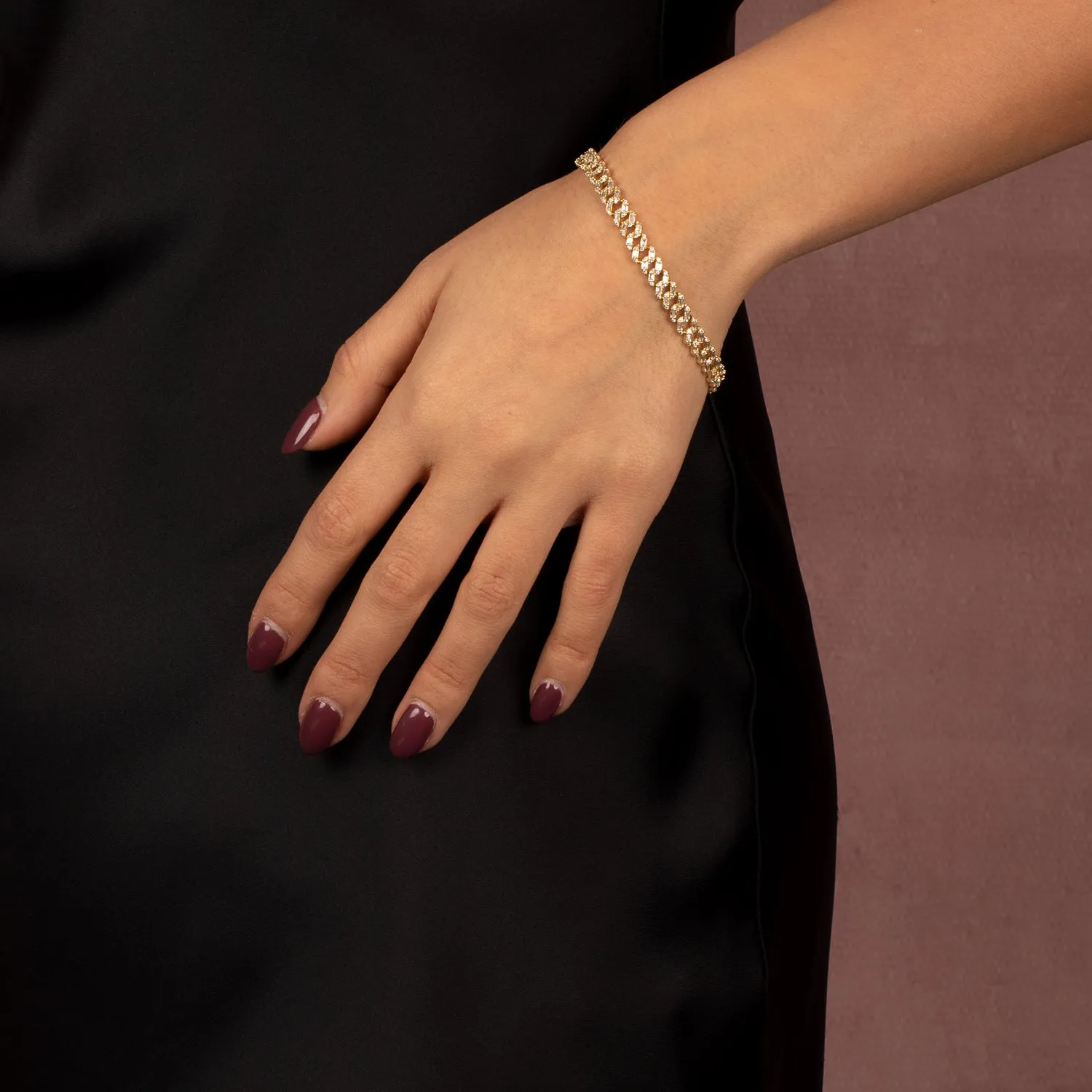 CZ Baguette X Pave Cuban Link Bracelet