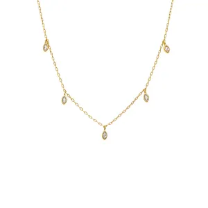 CZ Marquise Bezel Dangling Necklace