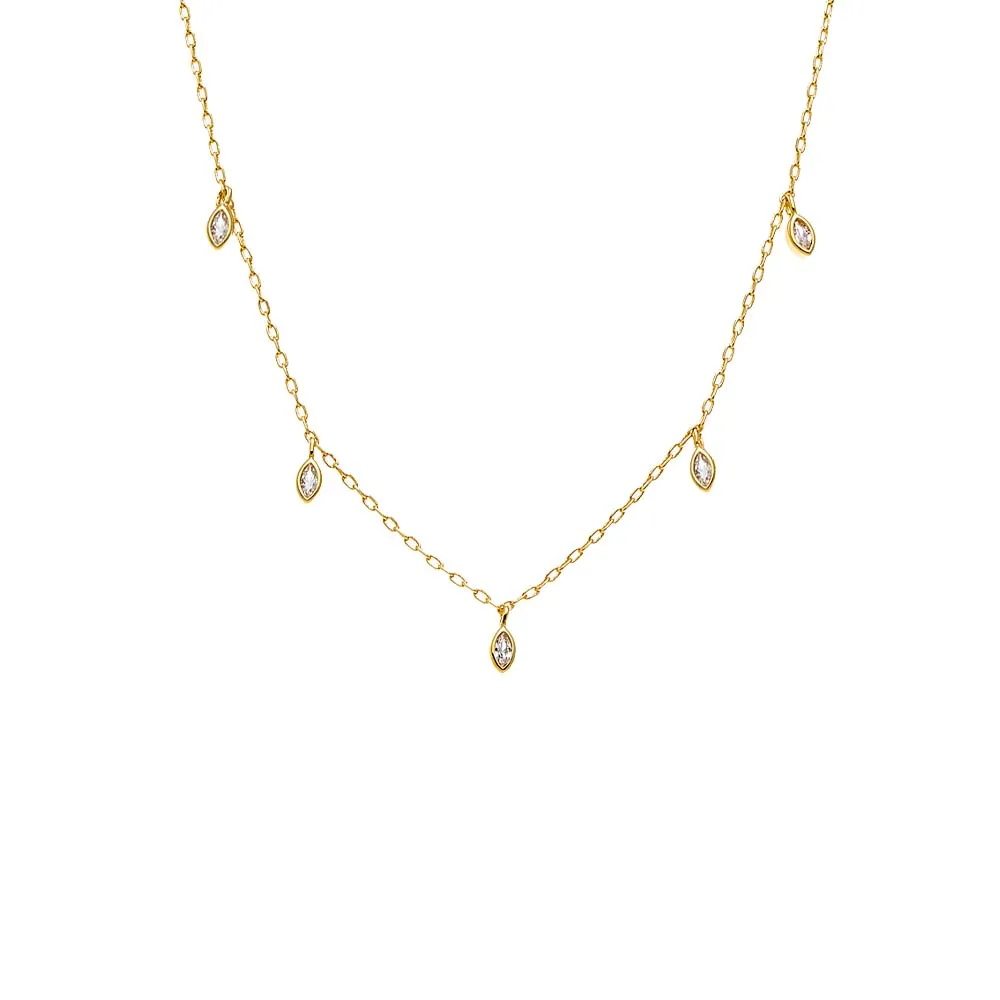 CZ Marquise Bezel Dangling Necklace