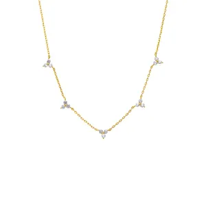 CZ Multi Trio Cluster Charm Necklace