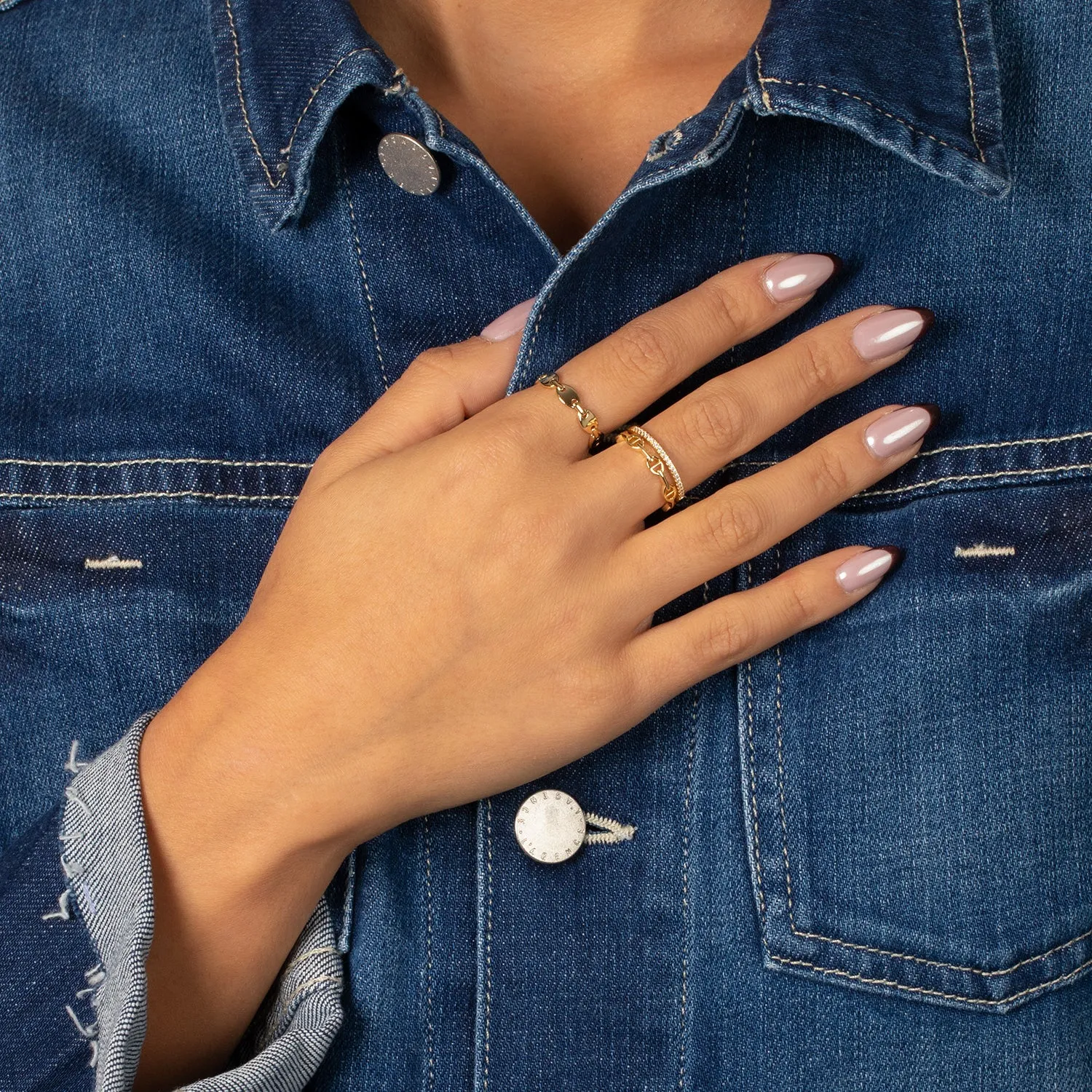 CZ Pave X Solid Mariner Band Ring