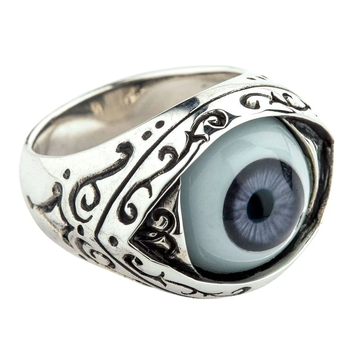 Dark Purple Evil Eye Sterling Silver Gothic Ring