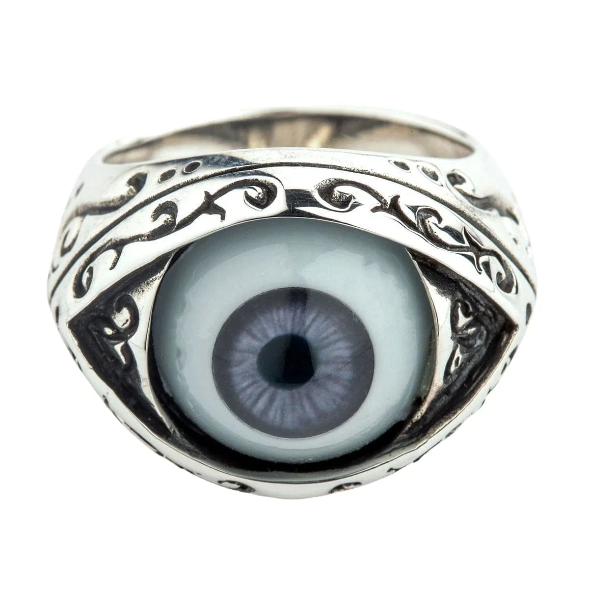 Dark Purple Evil Eye Sterling Silver Gothic Ring