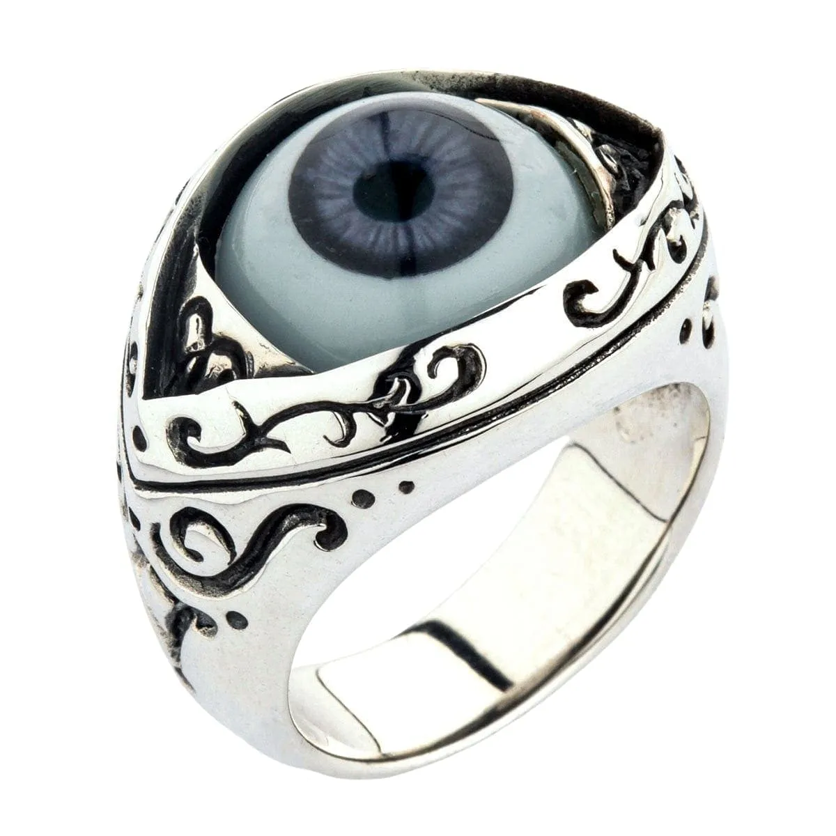 Dark Purple Evil Eye Sterling Silver Gothic Ring