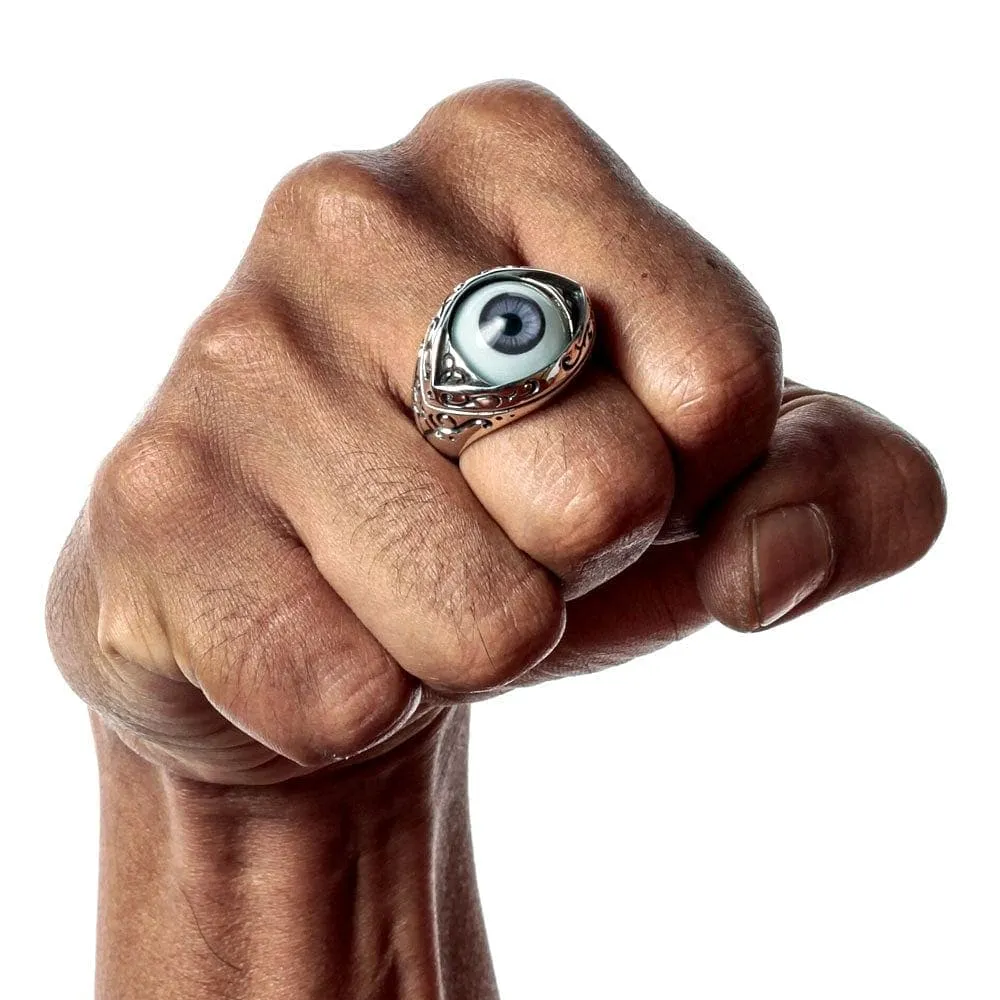 Dark Purple Evil Eye Sterling Silver Gothic Ring