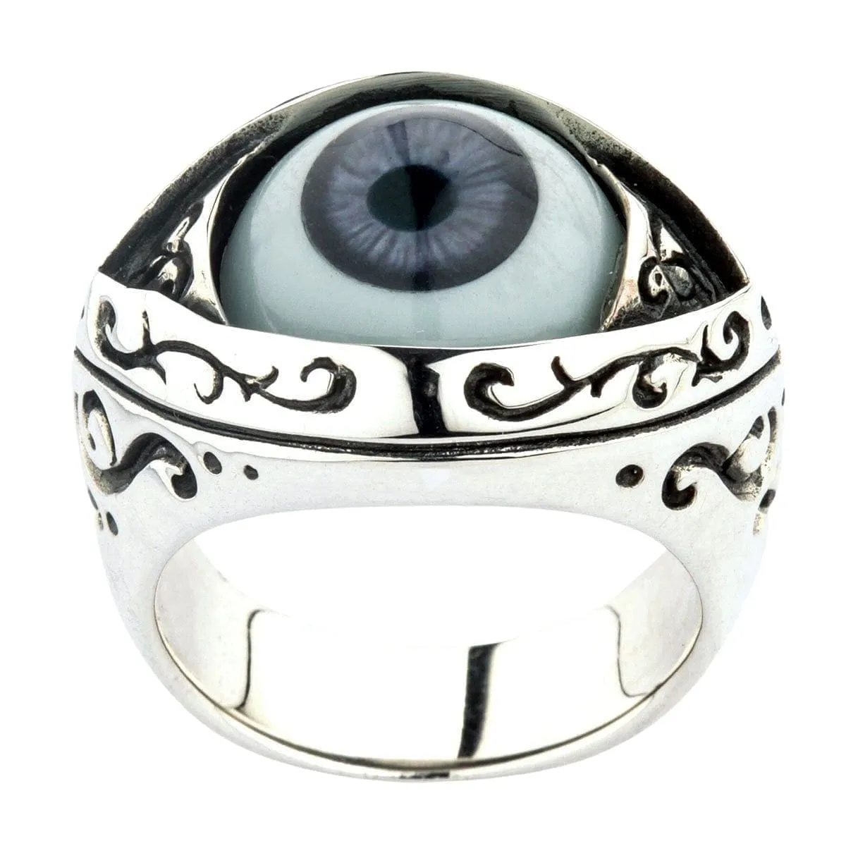 Dark Purple Evil Eye Sterling Silver Gothic Ring