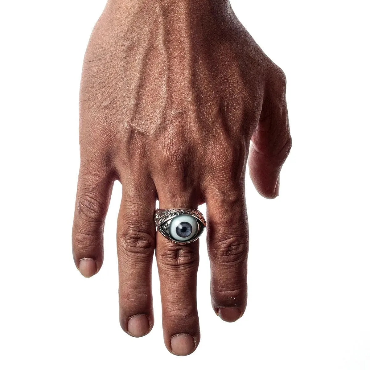 Dark Purple Evil Eye Sterling Silver Gothic Ring