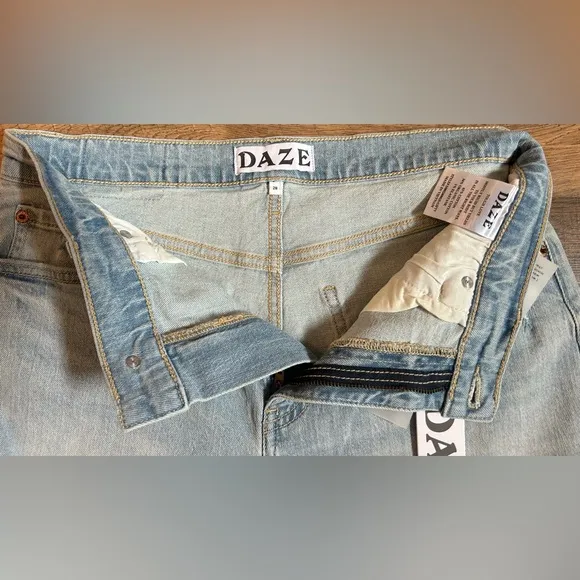 DAZE Troublemaker Distressed High Waist Denim Shorts