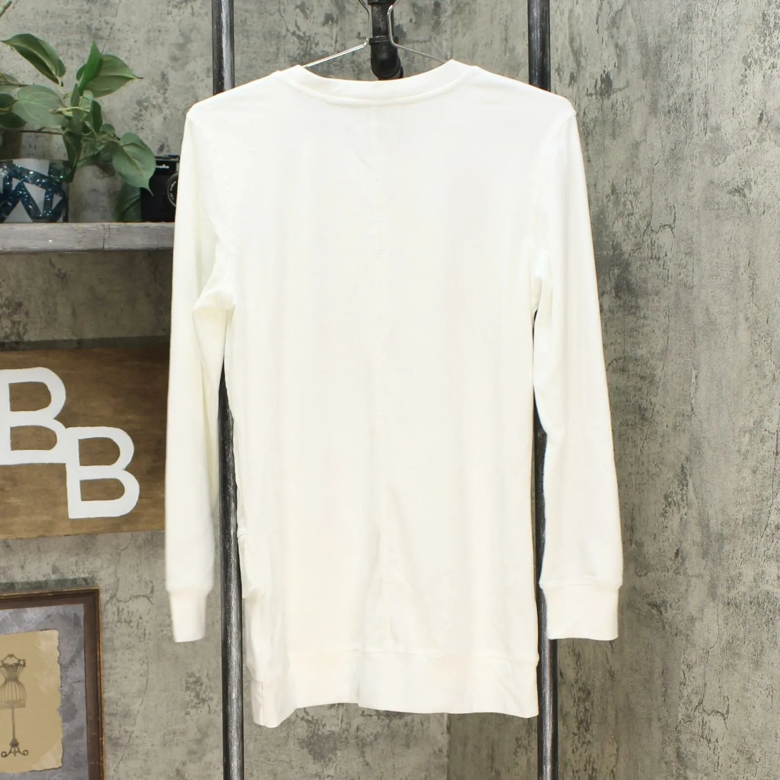 Denim & Co. Active Women's Velour Pullover With Rib Trim Natural XS