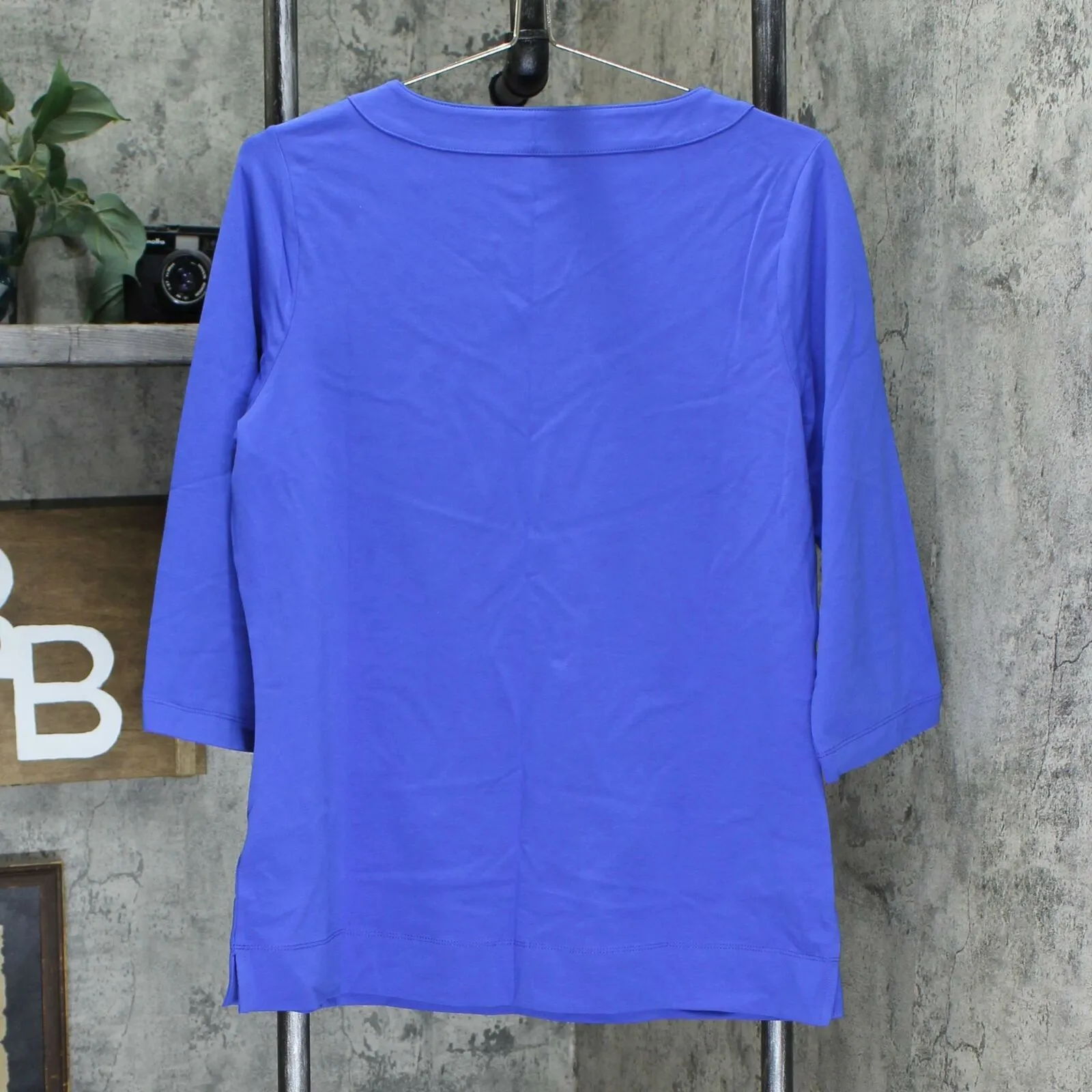Denim & Co. Women's Essentials 3/4 Sleeve Split V-Neck Top