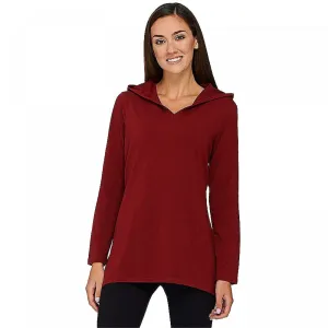 Denim & Co. Women's Plus Long Sleeve Trapeze Hem Knit Top With Hood