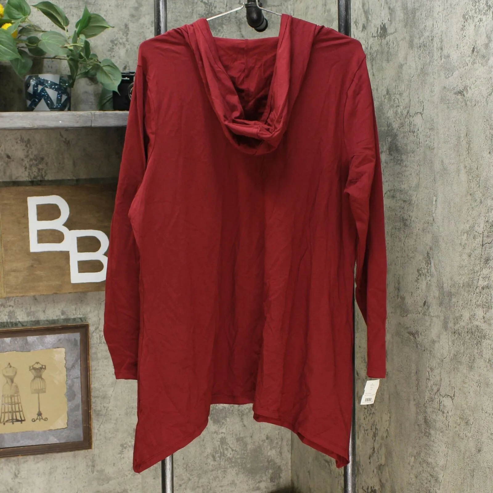 Denim & Co. Women's Plus Long Sleeve Trapeze Hem Knit Top With Hood