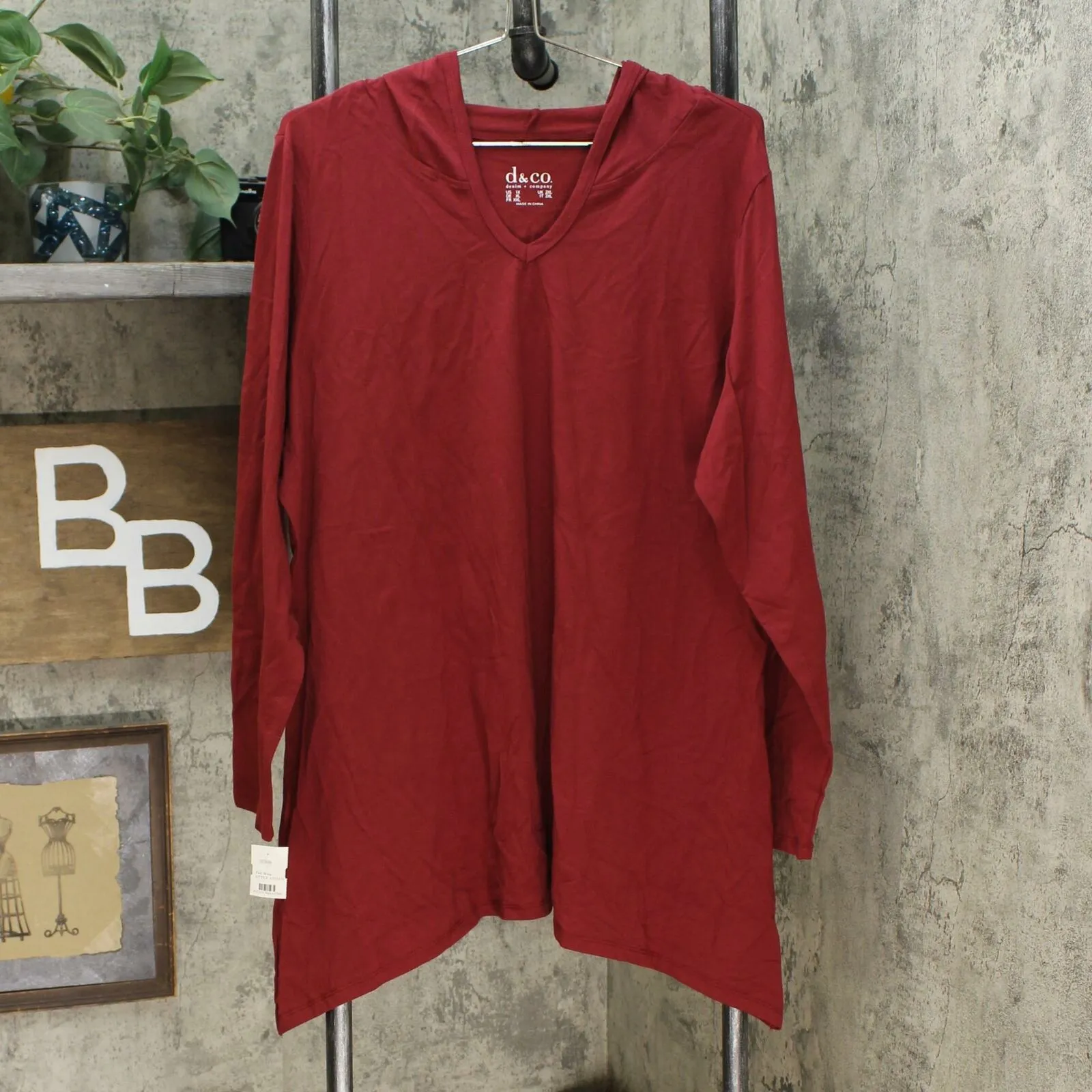 Denim & Co. Women's Plus Long Sleeve Trapeze Hem Knit Top With Hood