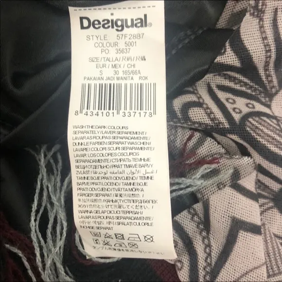 Desigual Althea Side Fringe Patterned Skirt S