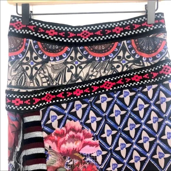 Desigual Althea Side Fringe Patterned Skirt S