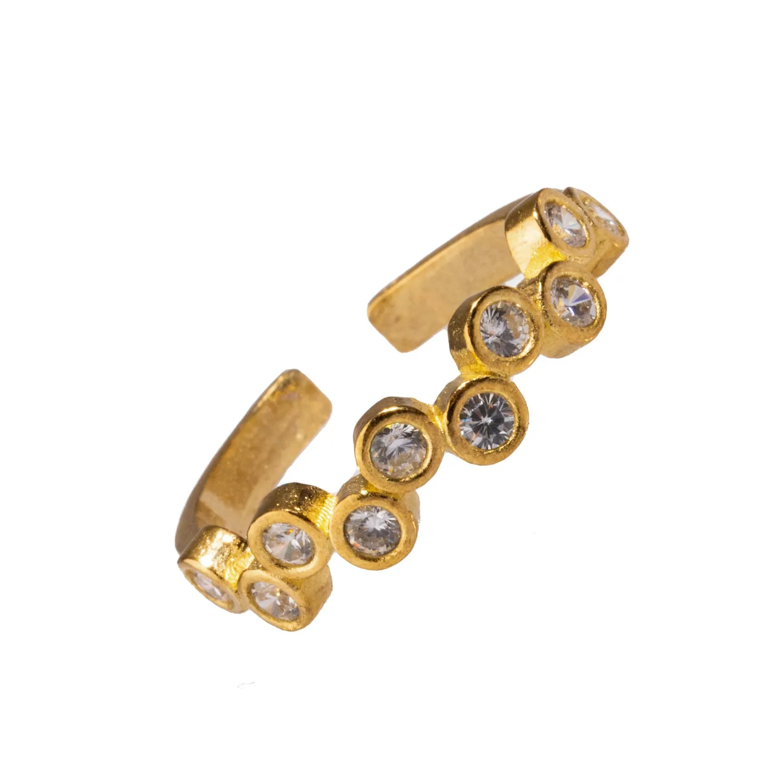 Diamond & Gold Zig Zag Stackable Adjustable Ring